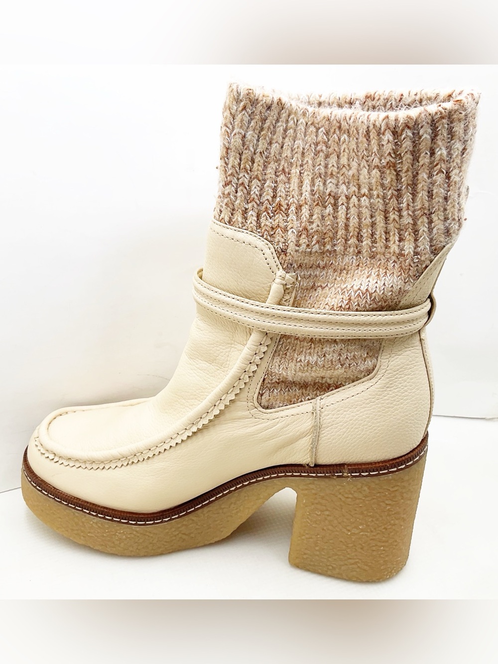 {Sam Edelman} SIDNEY Platform Ribbed Knit Cuff Booties - Picture 3 of 16